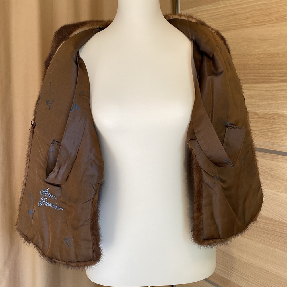 Vintage Brown Mink Fur Capelet Shawl Wrap One Size Luxury Evening Jacket - Picture 6 of 12